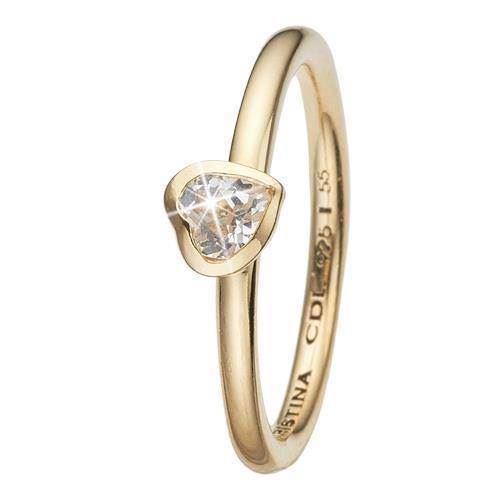 Christina Collect Silver plated Promise heart ring with white topaz, model 2.14.B-49